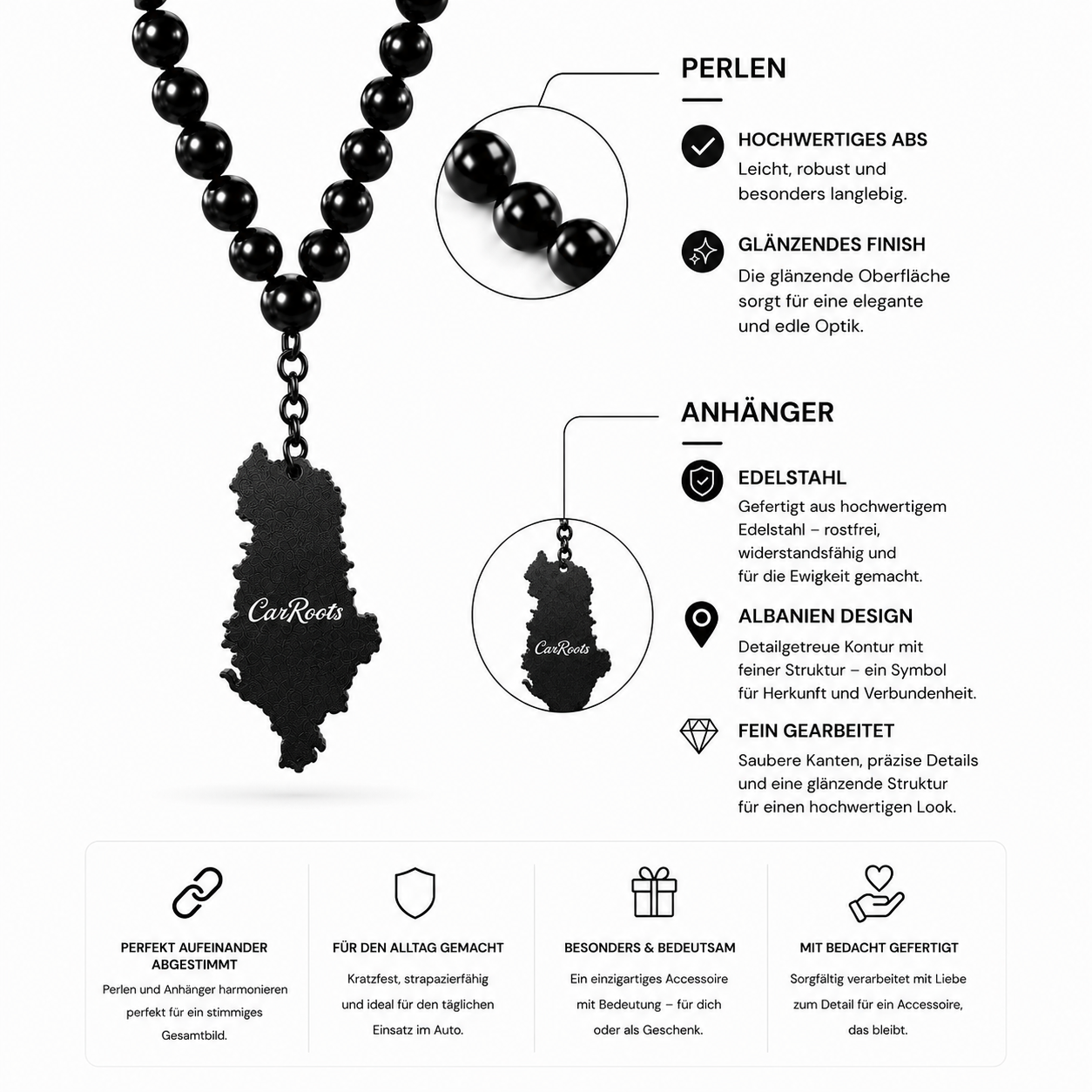 Albania Pearl Necklace – Car Rearview Mirror Hanging Ornament